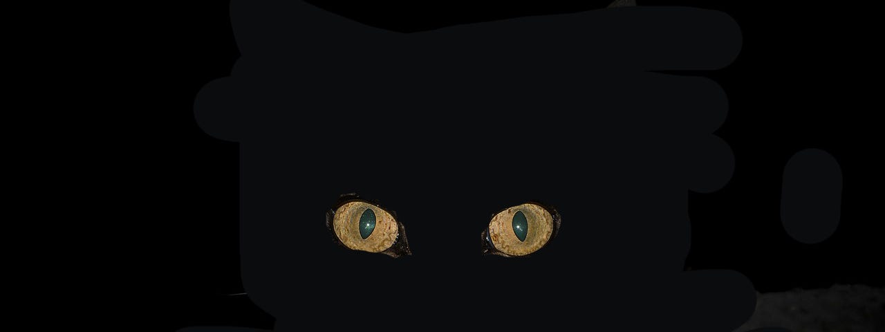 A set of eyes peering from the darkness.