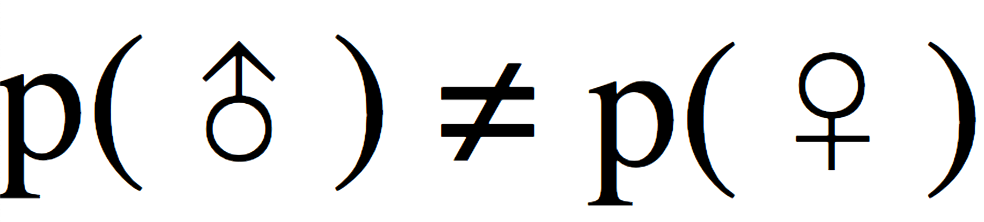 The chances for men and women are not equal stated in a formula.