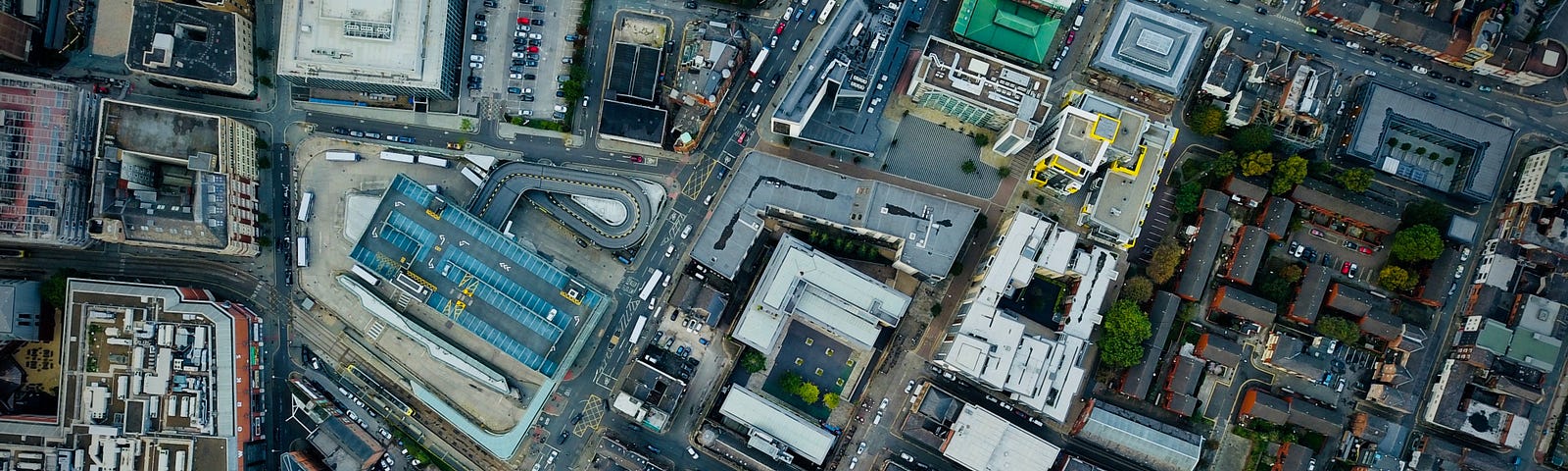 Bird’s-eye view of part of Manchester city centre