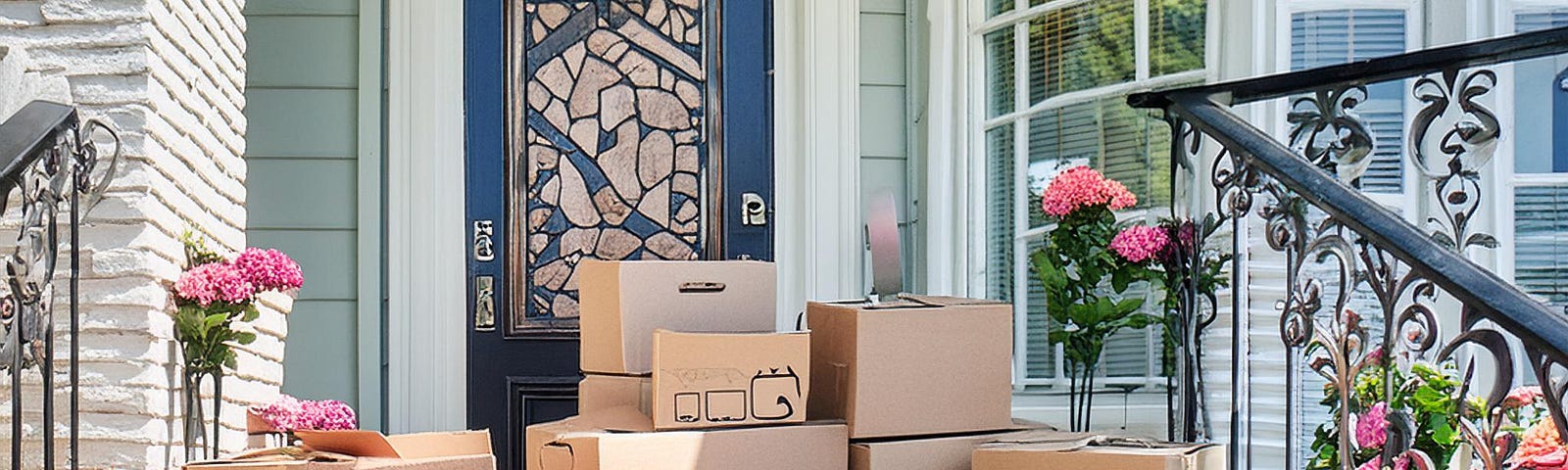 Cardboard boxes on a doorstep