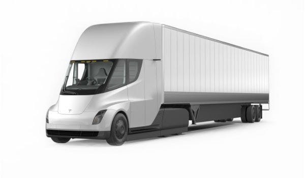 IMAGE: A white Tesla Semi truck on a white background