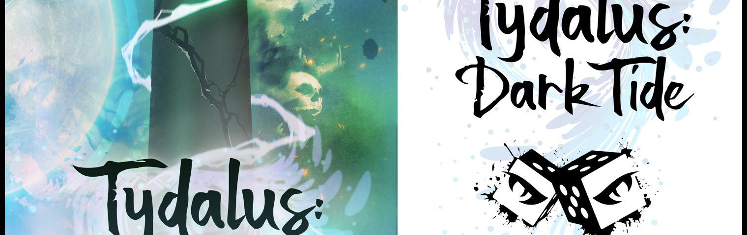 Image: A side-by-side image of the cover and title page for Tydalus: Dark Tide.