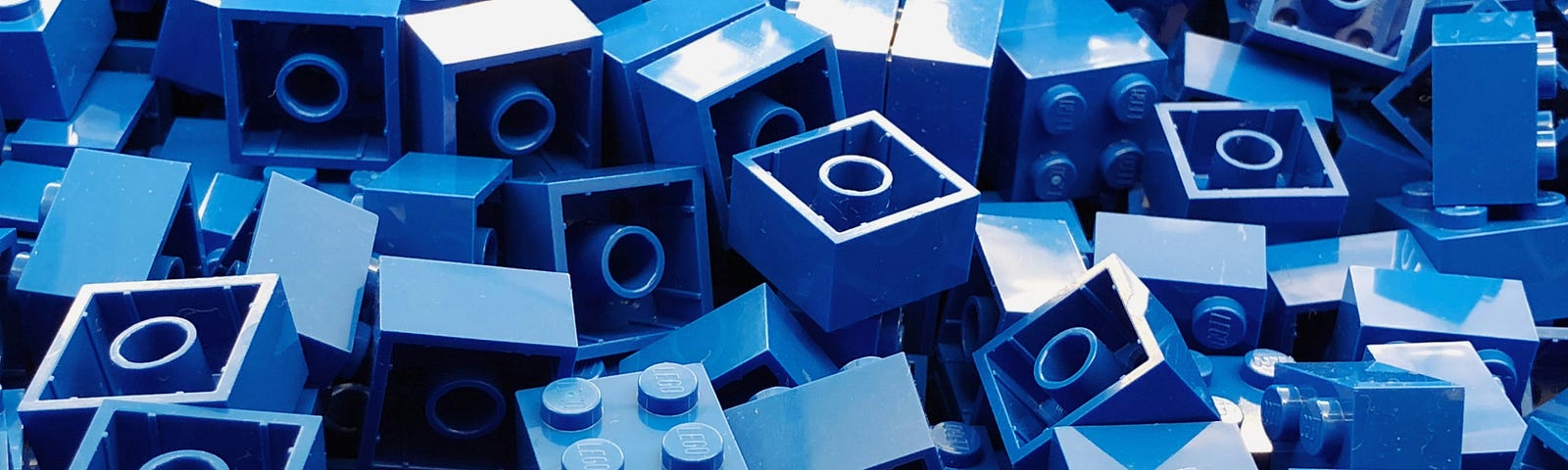 A sea of blue Lego bricks