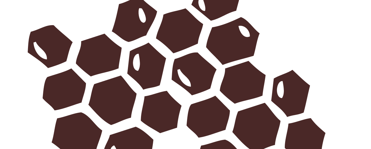 Brown on white cartoon of a honeycomb by Jacque Njeri