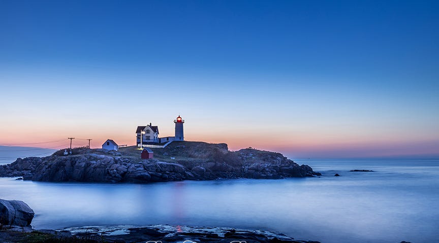 Blue hour at Nubble Lighthouse. © Bruce Coulter Photography