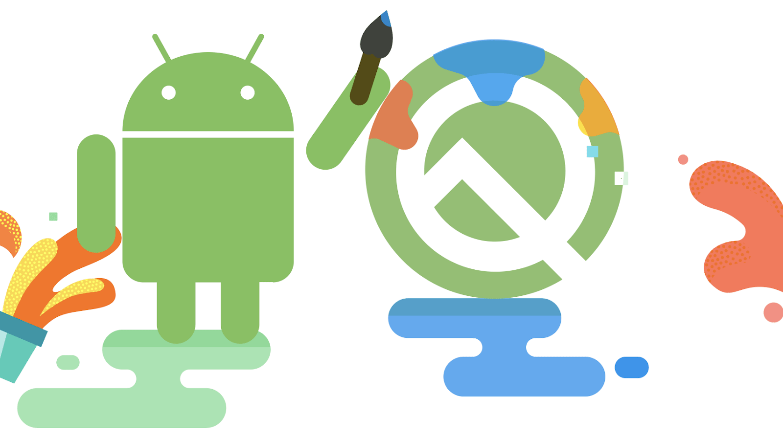 Images of Android bot painting a canvas