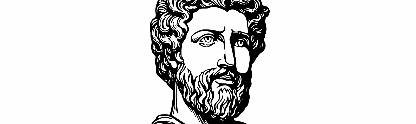 A sketch of a sculpture of an ancient stoic.