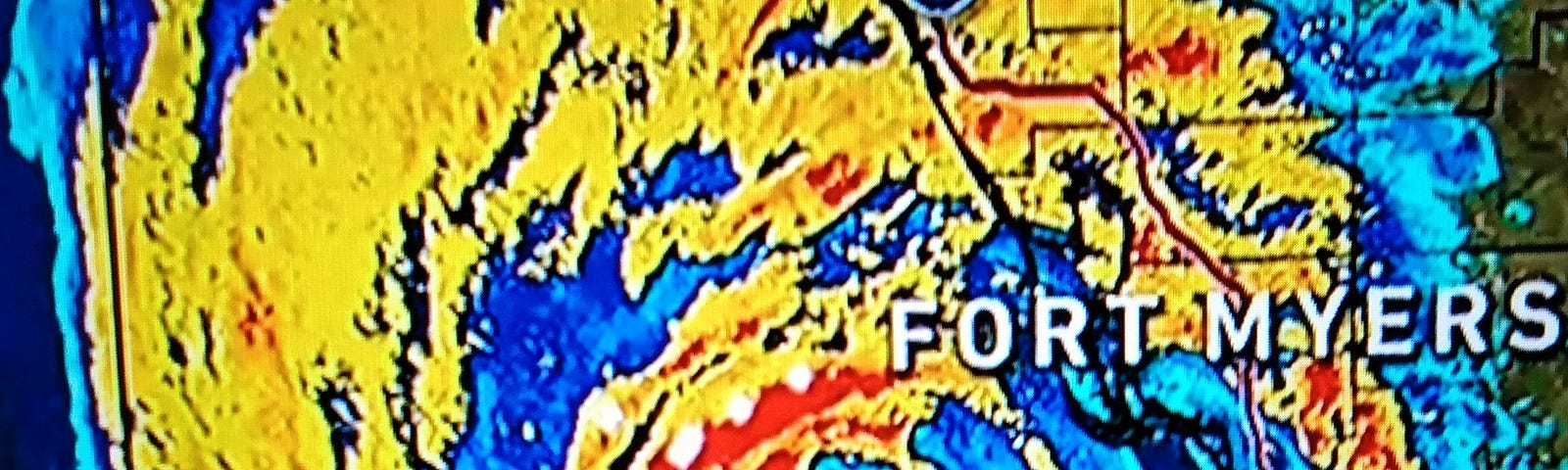 Radar image of Hurricane Ian making landfall in Fort Myers, FL