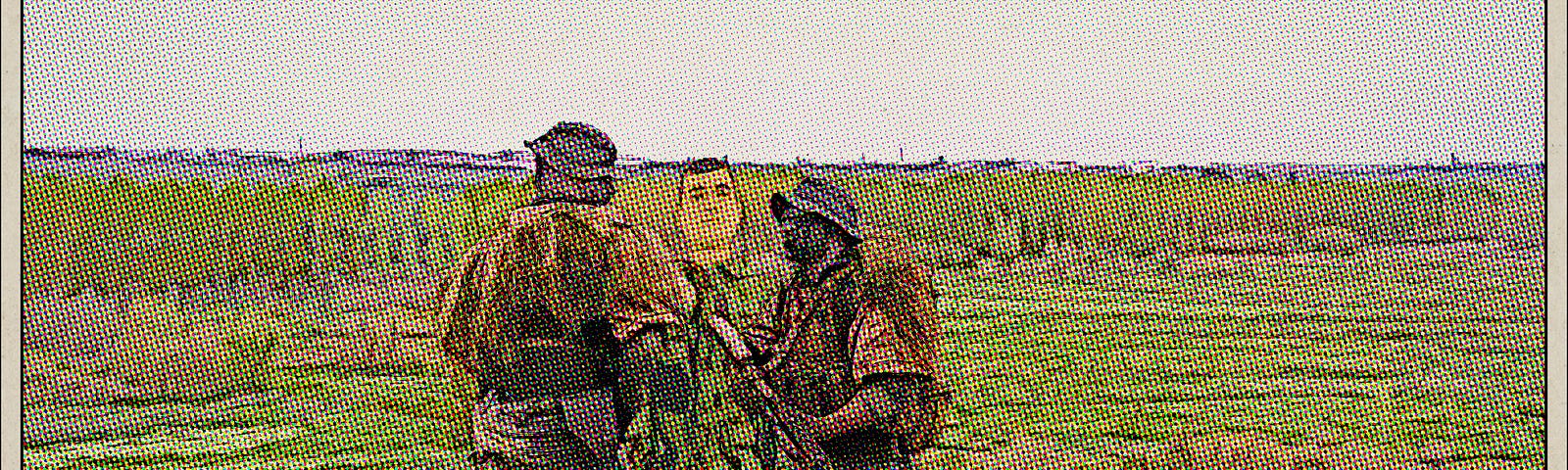 GI Joe in field with real soldiers