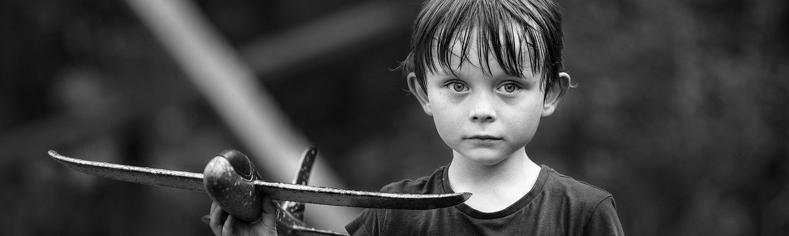 boy with model airplane