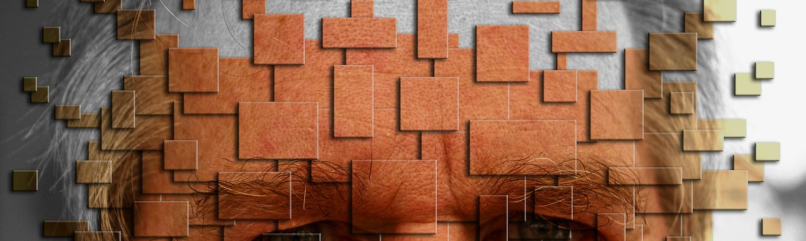 Image of man’s face with puzzle-like pieces superimposed over it
