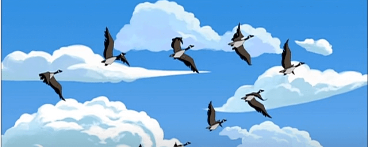 Flight of the Geese. A frame from “The Young Girl and the Geese,” an episode in Amy’s Mythic Mornings.