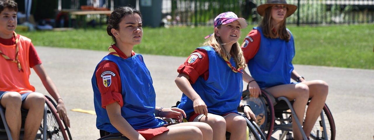 Three disabled women n a sports team