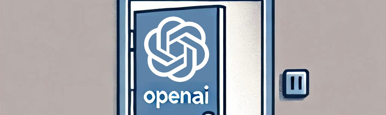 IMAGE: An illustration of a semi-open door with the OpenAI logo and an EXIT sign, symbolizing the constant departure of executives from OpenAI