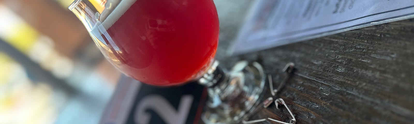 Glass of beer on table