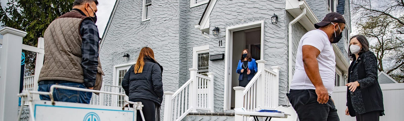 People attend an open house.