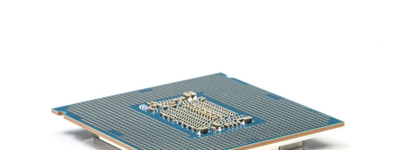 IMAGE: A closeup of a computer chip isolated in a white background