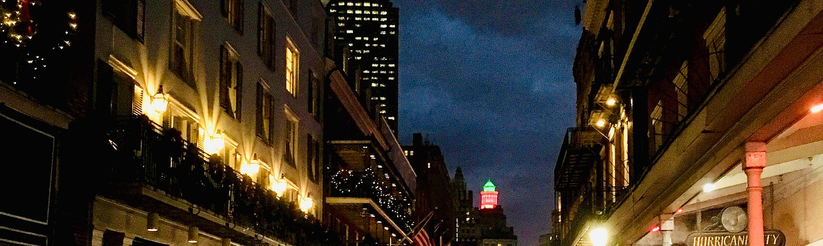 A dusky New Orleans street.