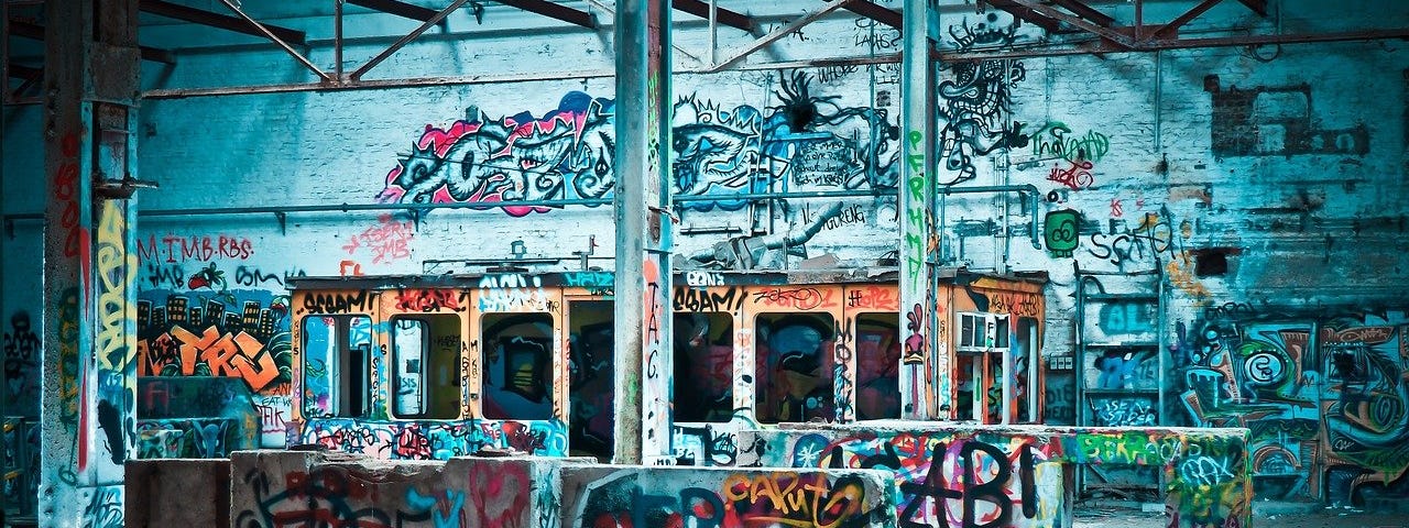 IMAGE: An abandoned place filled with graffiti