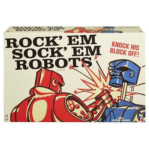 original packaging for Rock Em Sock Em Robots toy