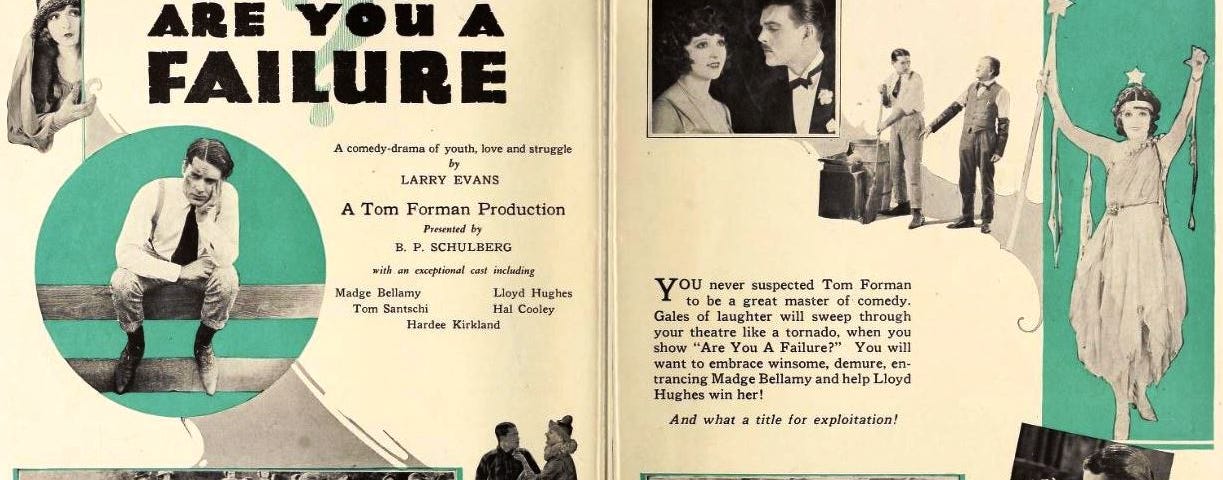 Advertisement for the American comedy drama film Are You a Failure? (1923), from the insert after page 18 of the January 27, 1923 Exhibitors Trade Review.