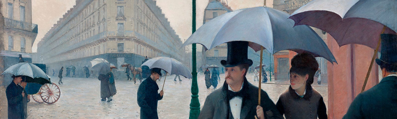 Paris Street Rainy Day painting in high resolution by Gustave Caillebotte. Original from The Art Institute of Chicago. Digitally enhanced