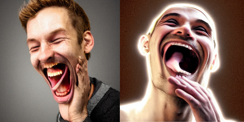 Two men with messed up AI art mouths — When AI Art Goes Wrong