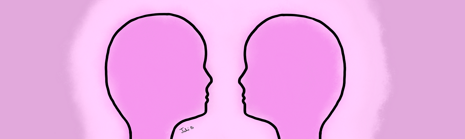 Art of two people looking at each other