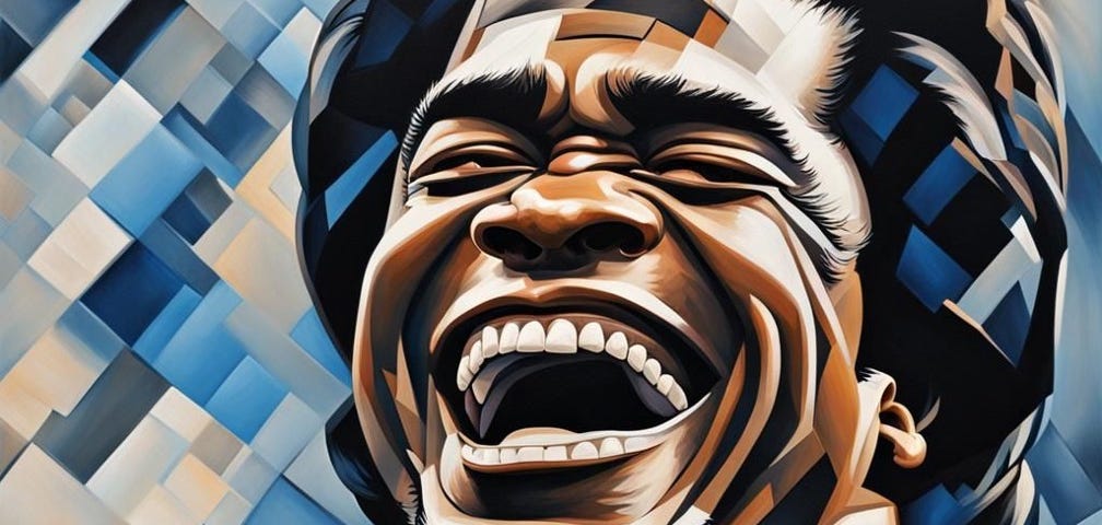 AI Photo of the musical icon James Brown laughing