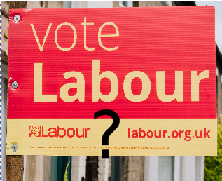 Vote Labour Billboard with question mark