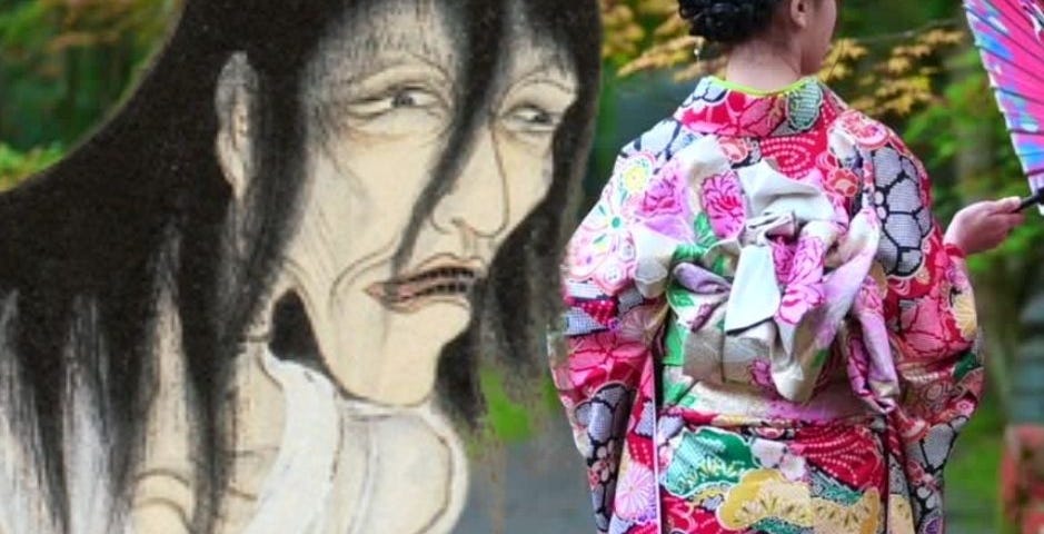 Japanese Woman in a Kimono Keeps Screaming at Her Daughter in the Forest