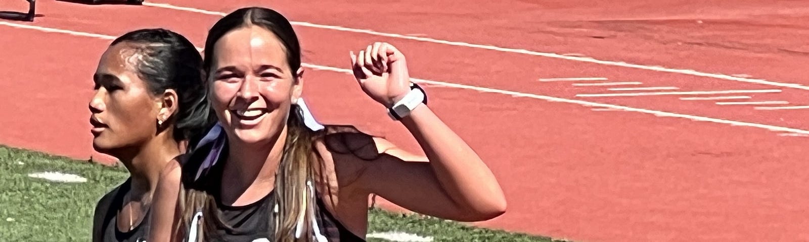 My daughter set a PR in the steeplechase and also won the race.