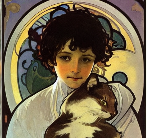 Boy holding a cat.