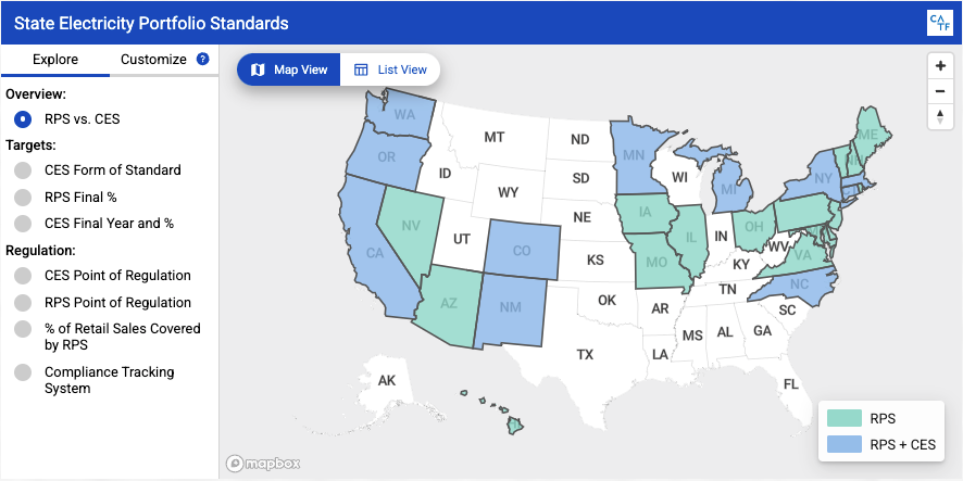 Clean Electricity Standards Map