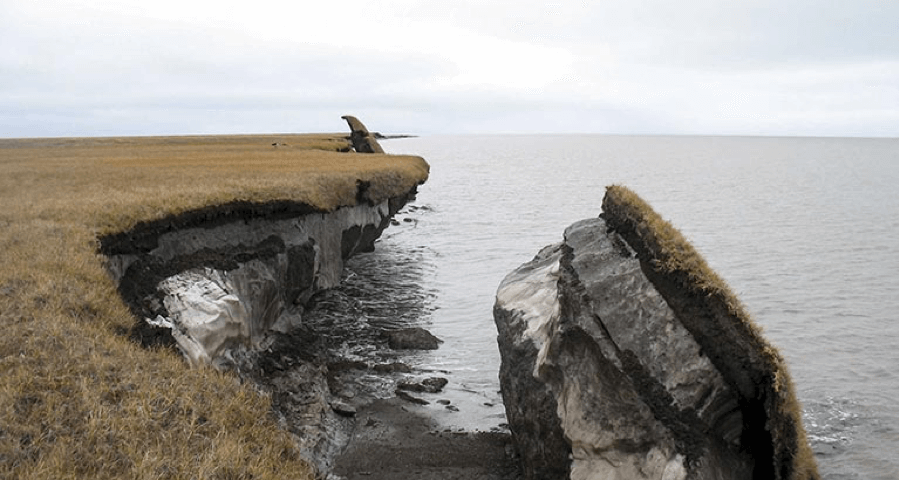 Collapsed permafrost in Alaskan coast