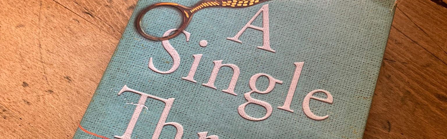 A picture depicting the cover of a hardback copy of ‘A Single Thread’. Paperbacks and other versions may have different covers.