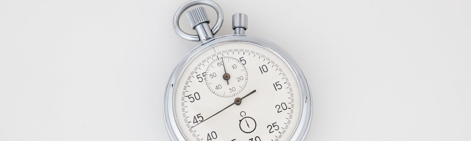 an analogue stopwatch with a white face