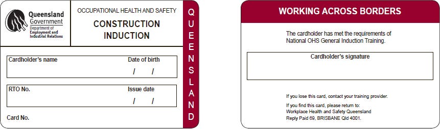 A Queensland (QLD) White Card.