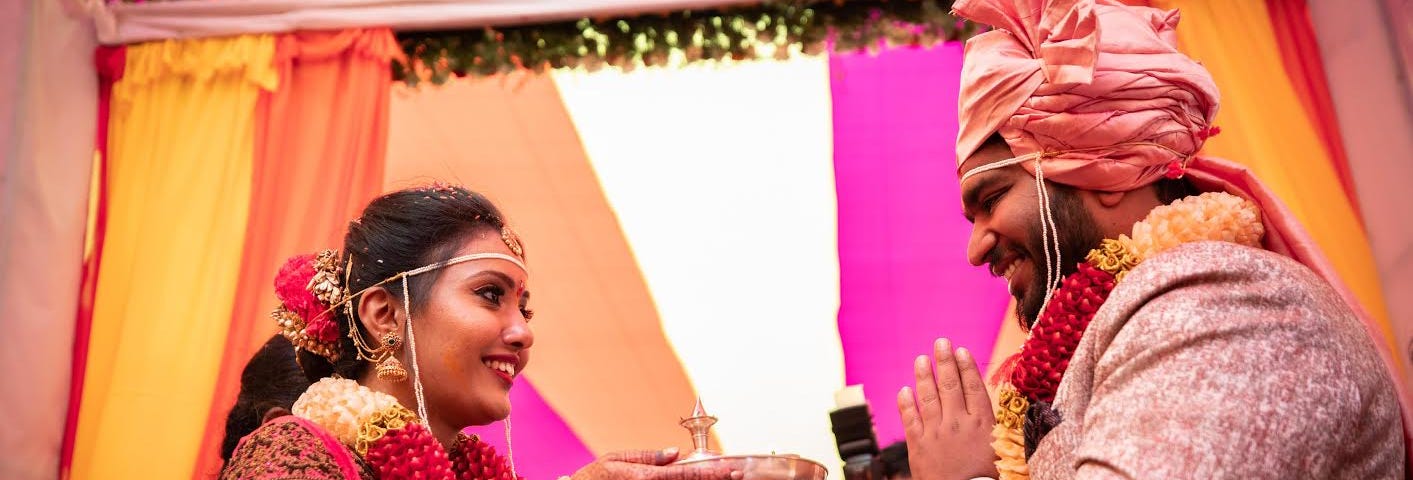 Bride and Groom performing rituals in wedding