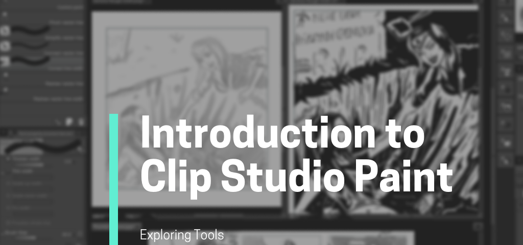 the cover of the online class for clip studio paint aimed showing the title of the course with text as an overlay to the prog