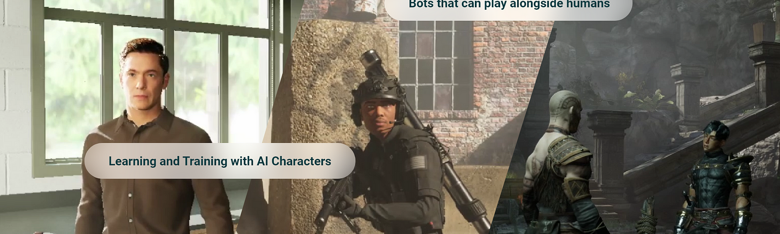 AI characters for various use cases from learning and training to Role-playing and First person shooter games.