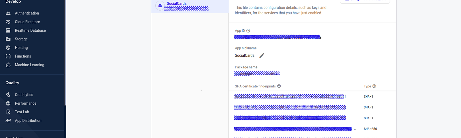 Firebase settings image