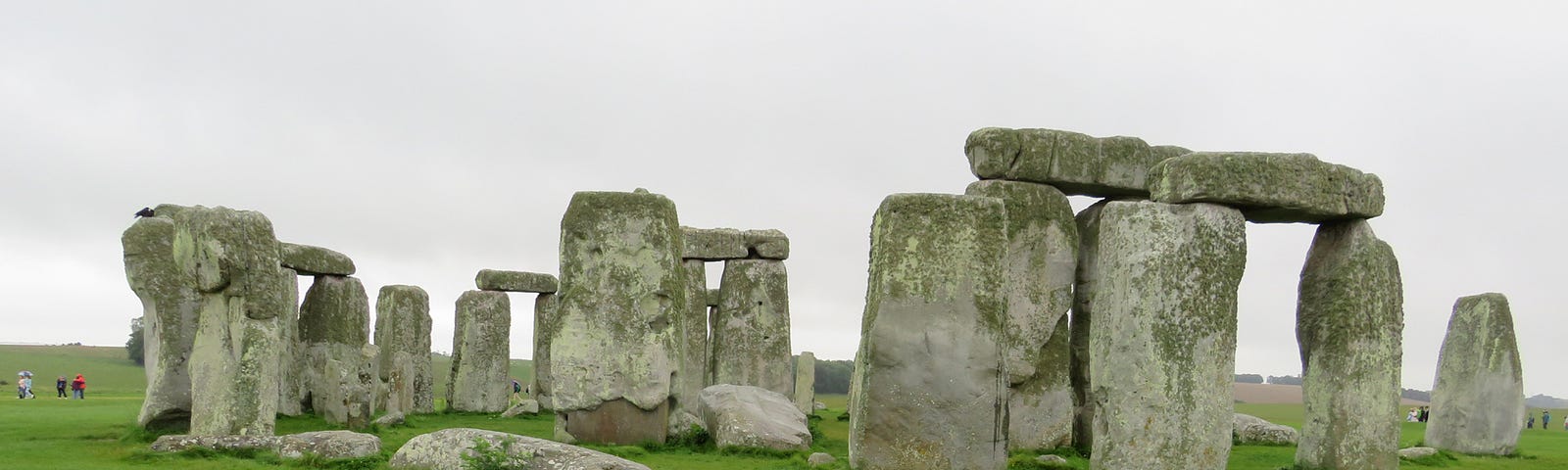 Stonehenge on a grey drizzling day.