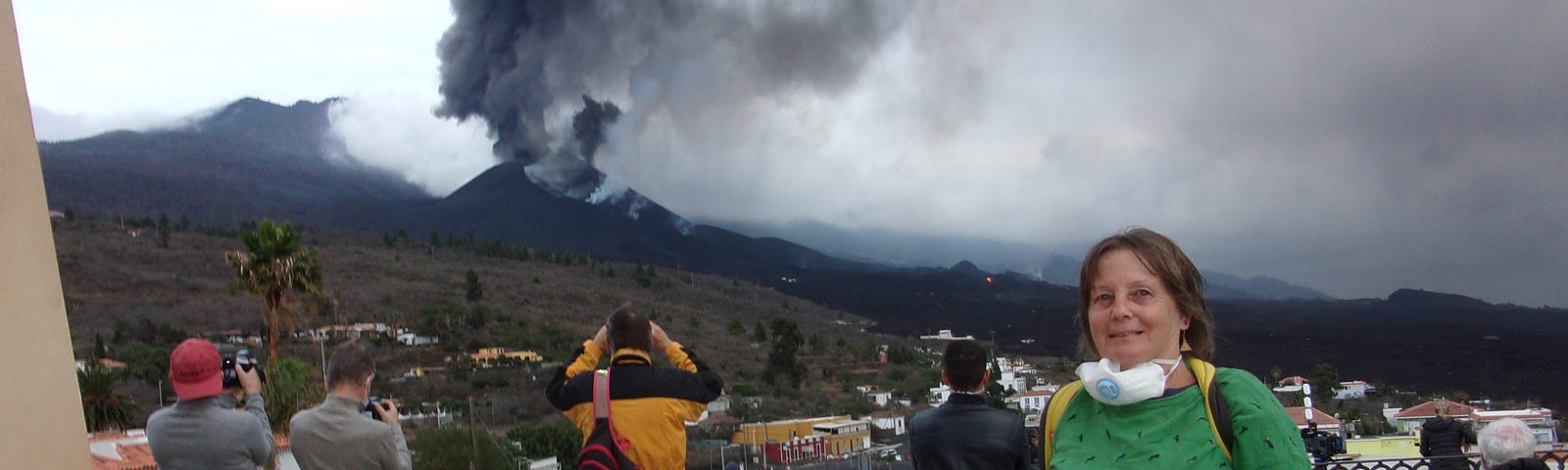 A photo of me, standing (not too) near the Cumbre Vieja volcano on La Palma, Canary Islands, on Wednesday 10 November 2021.