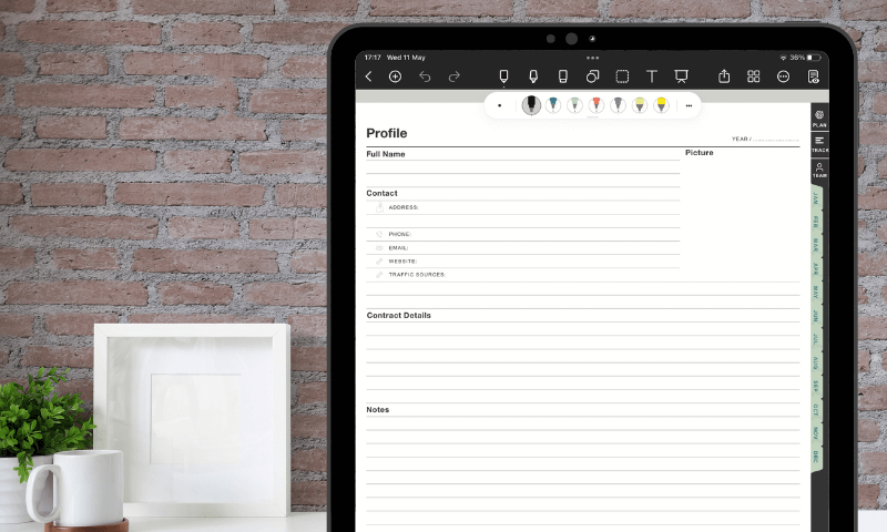 a goodnotes planner template inside an iPad Pro