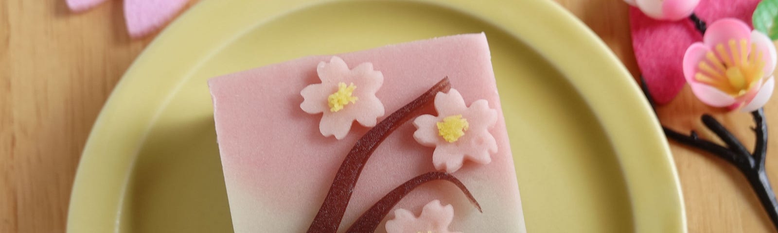 Beautiful wagashi with a cherry blossom theme