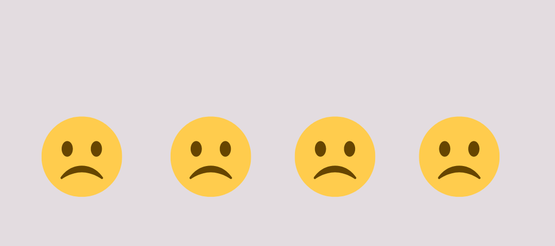 Four frown emojis in a row.