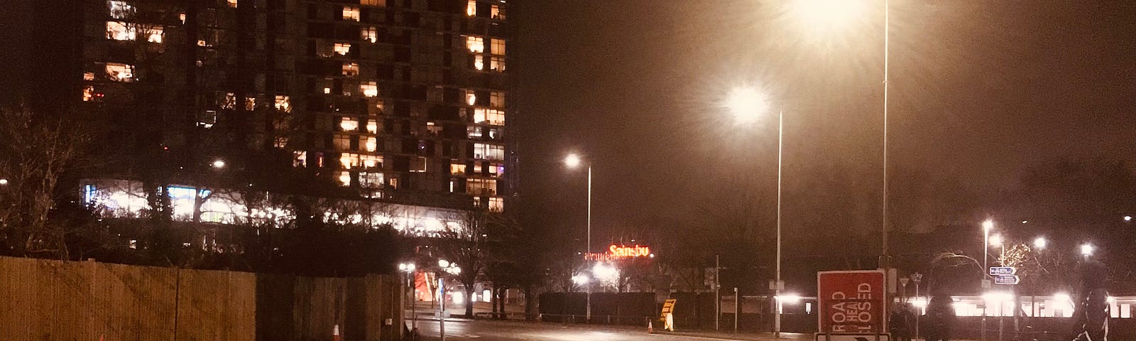 The Bus stop at night.