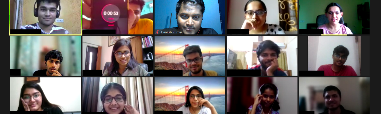 Screen capture of a Zoom call with 19 people, including the author