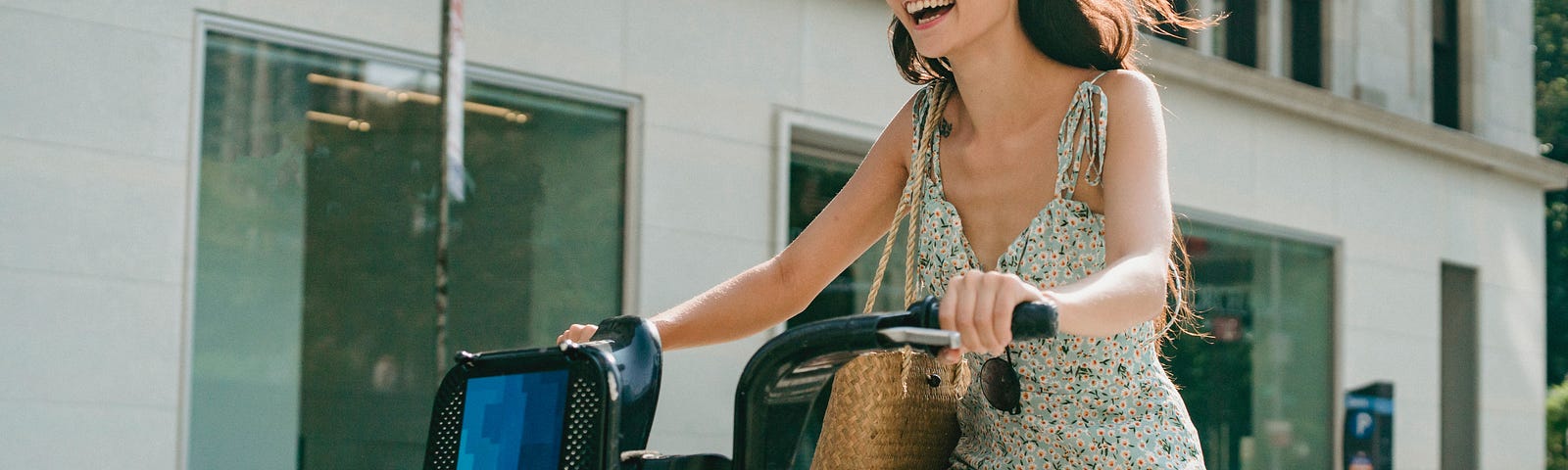 Young woman riding a bicycle